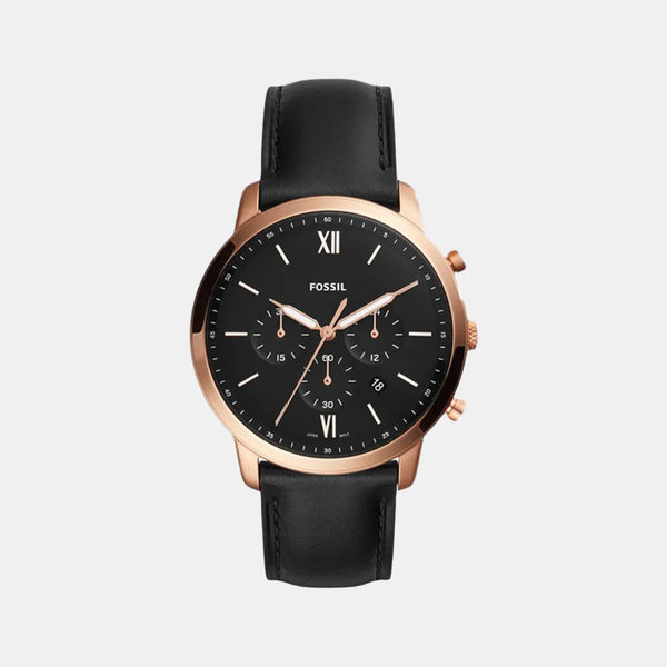 Men's Black Leather Chronograph Watch FS5381
