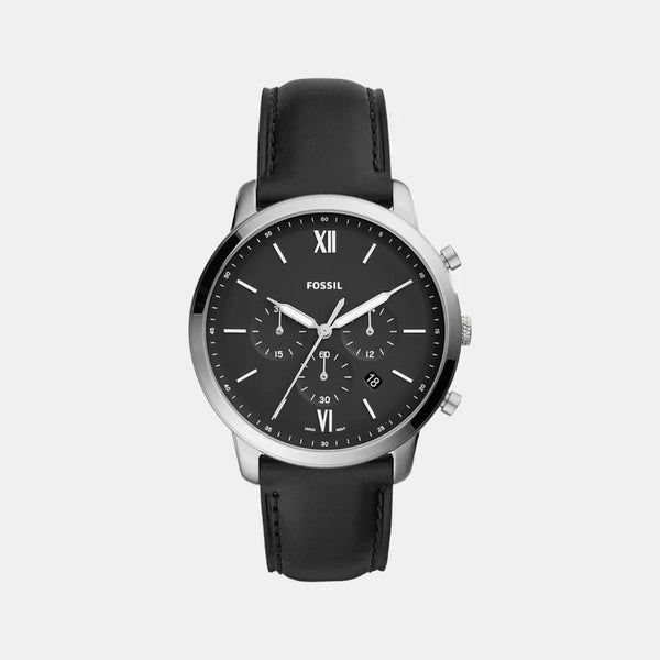 Men's Black Leather Chronograph Watch FS5452
