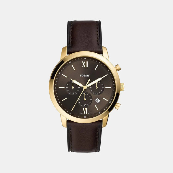 Men's Black Leather Chronograph Watch FS5763
