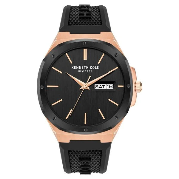 Kenneth Cole Quartz Analog Black Dial Silicone Strap Watch for Men