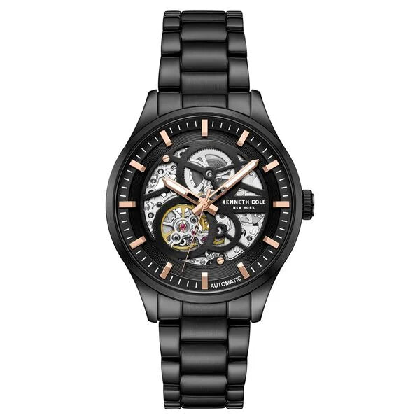 Kenneth Cole Automatic Black Dial With Black Stainless Steel Strap Watch For Men KCWGY0046403MN