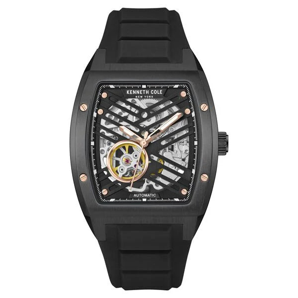 Kenneth Cole Automatic Black Dial With Black Silicone Strap Watch For Men KCWGZ0046103MN
