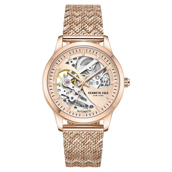 Kenneth Cole Automatic Rose Gold Dial Stainless Steel Strap Watch for Women