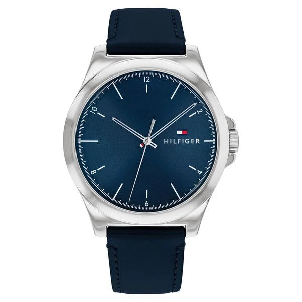 Tommy Hilfiger Analog Blue Dial Blue Color Leather Strap Watch For Men TH1710666