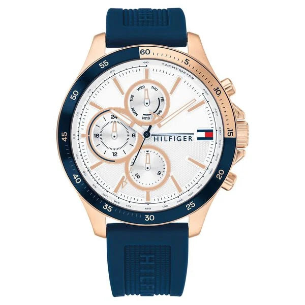 Tommy Hilfiger Quartz Multifunction White Dial Silicone Strap Watch for Men  NETH1791778