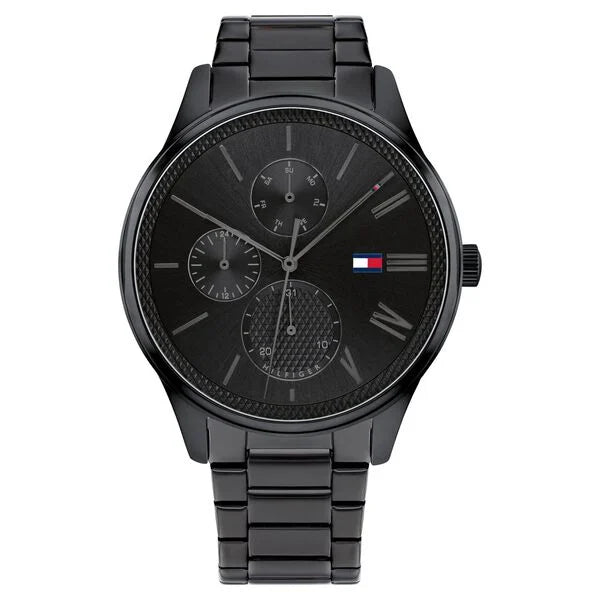 Tommy Hilfiger Quartz Multifunction Black Dial Stainless Steel Strap Watch for Men