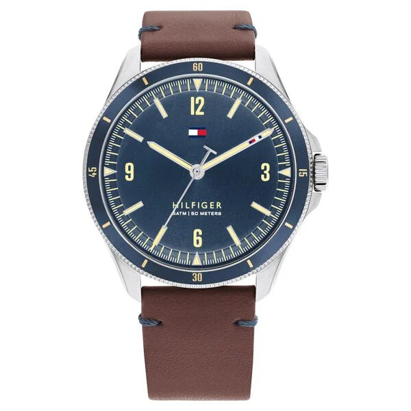 Tommy Hilfiger Quartz Analog Black Dial Leather Strap Watch for Men