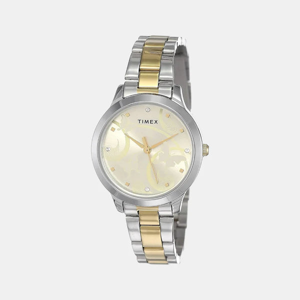 Women Beige Analog Stainless Steel Watch TW000T608