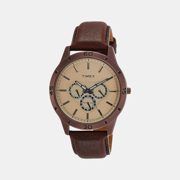 Men's Brown Analog Leather Watch TW000U915