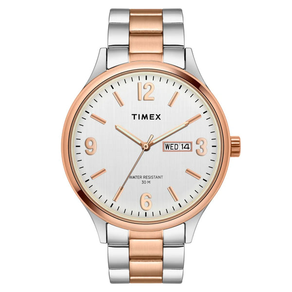 Timex Men Analog Silver Round Brass Dial Watch- TWEG18433