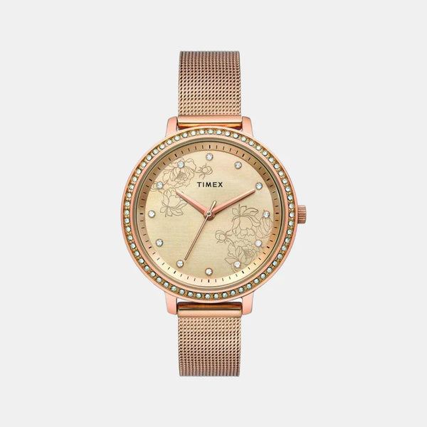 Women's Rose Gold Analog Stainless Steel Watch TWEL14701