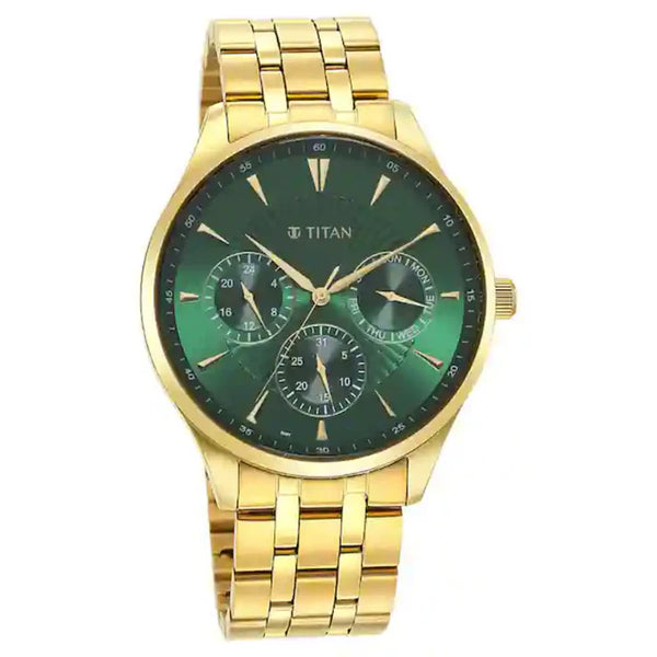 Titan Opulent III Green Dial Multifunction Watch for Mem NT90127YM05